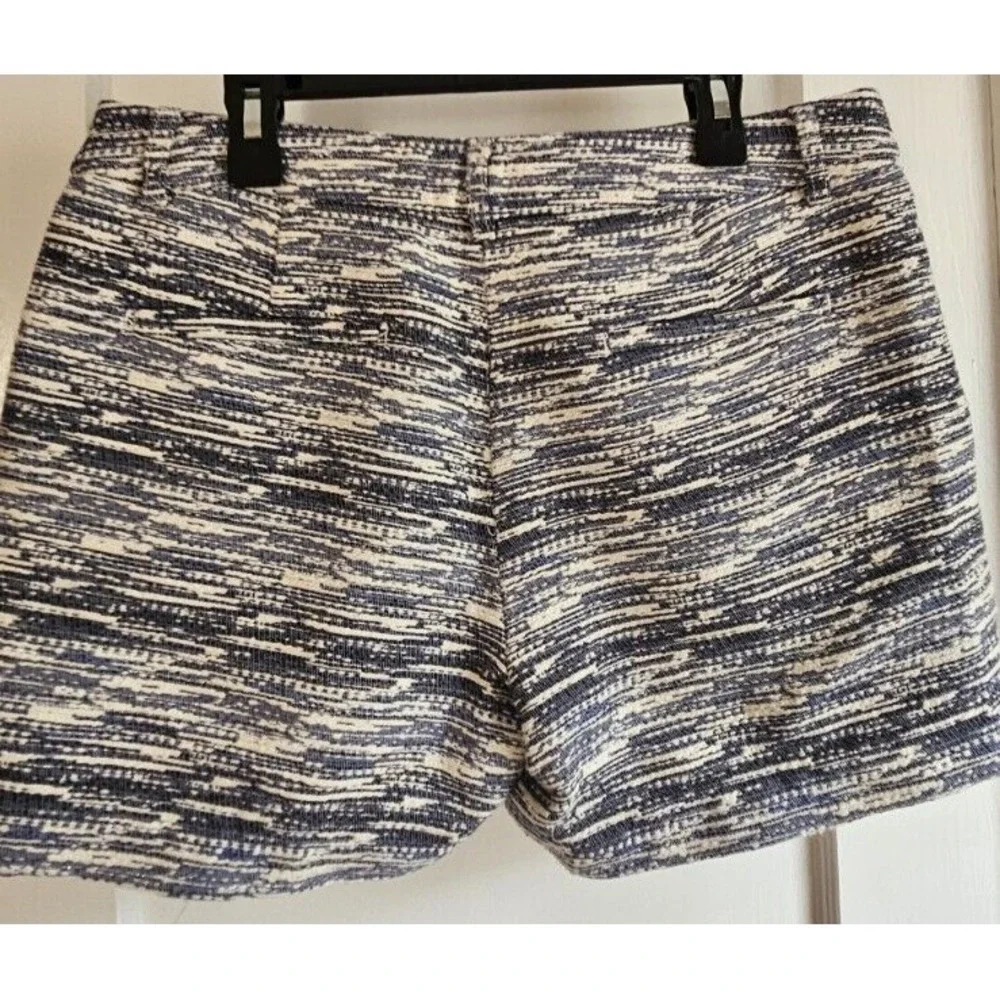Katherine Barclay MONTREA striped silver thread tweed textured shorts women Sz 6